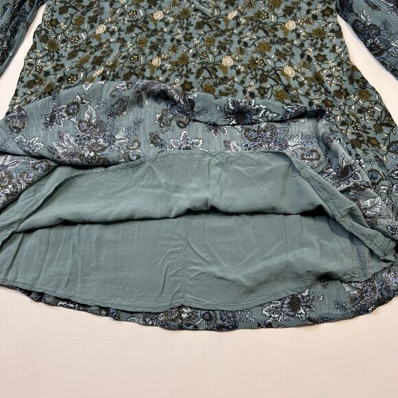 Free People Dress Womens Medium Lucky Loosey Mini Tunic Blue Paisley Floral Boho - Picture 9 of 11